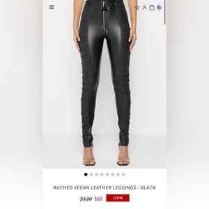 NWOT Maniere De Voir Leather Ruched Legging (UK SIZE 6 = US SIZE 2)